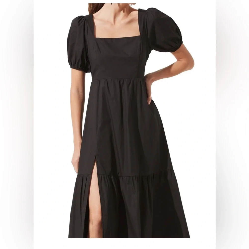ASTR The Label Poplin Puff Sleeve Tiered Midi Dress ,Large - Picture 7 of 12